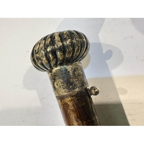 198 - A late 19th Century Brigg Patent silver walking stick finial with concealed cheroot holder, London, ... 