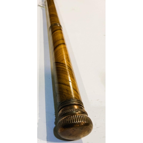 197 - A 19th Century novelty stick with simulated grained shaft, concealing a glass cylindrical vessel and... 