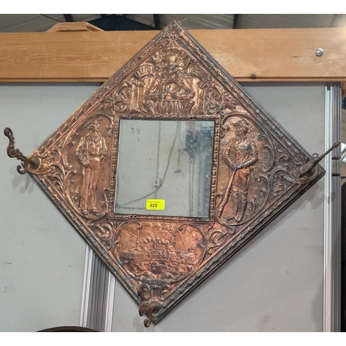 428 - 'Our Nations Pride' late 19th/early 20th century copper handled American commemorative mirror featur... 