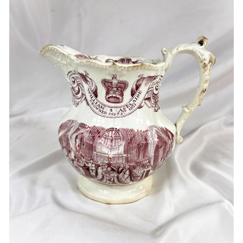 639 - An 1831 commemorative jug for William and Adelaide, crowned September.