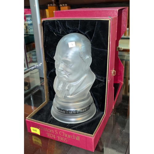 648 - A Webb Corbett for Royal Doulton glass, limited edition bust of Winston Churchill with original box ... 