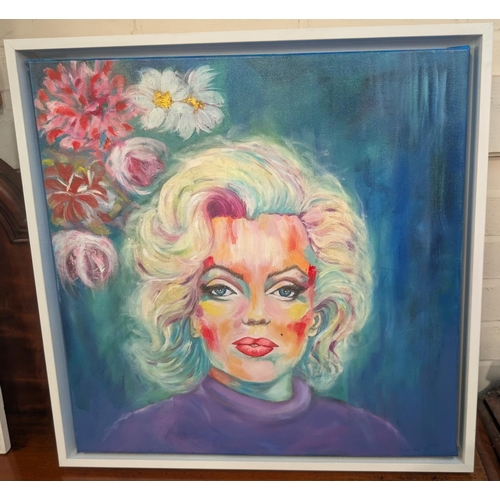 877A - Sharone Melsome: 20th Century impressionist/pop art portrait of Marilyn Monroe, oil on canvas, with ... 