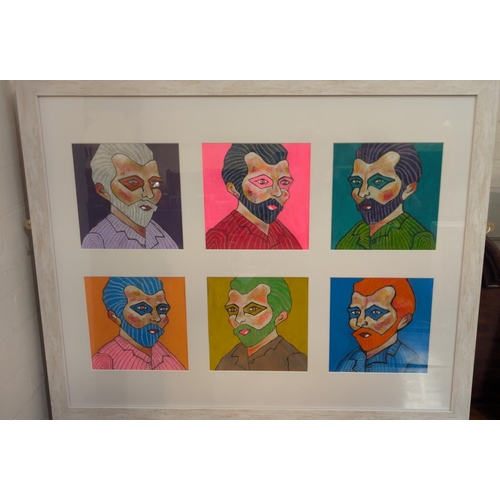 877B - Sharon Melsome: 20th Century impressionist multi-portrait of Vincent Van Gogh, pop art colours chang... 