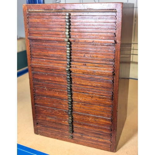 491A - A 19th century mahogany wooden coin collectors cabinet with fitted coin trays (45 in total).