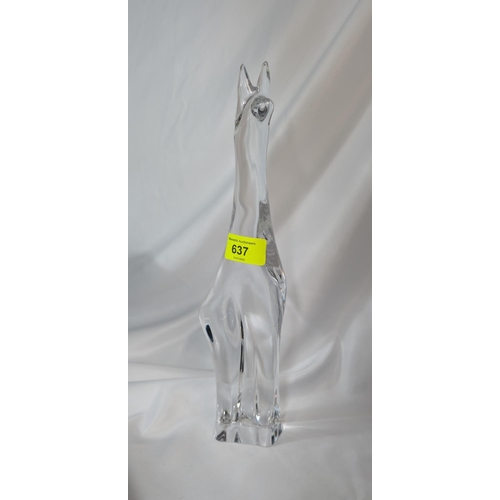 637 - A French glass giraffe with etched Daum signature