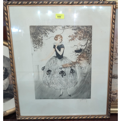 856 - J. Hardy, 'Boudoir School', woman in 1930's dress looking at a birds nest, artist signed limited edi... 