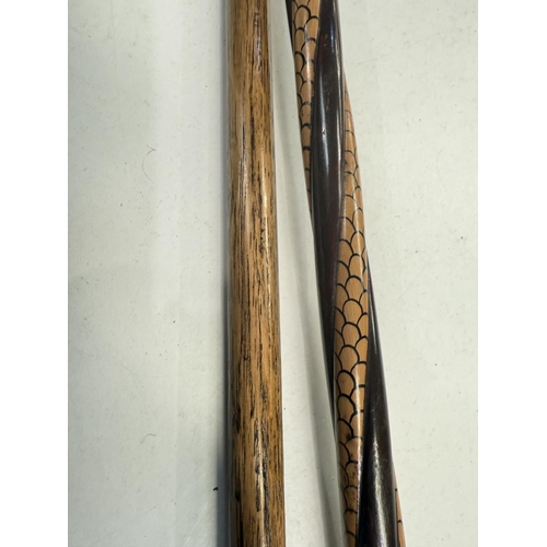 156 - A 19th Century stick with penwork decorated shaft depicting snakes, signed DEVREK HATIRASI, with gil... 