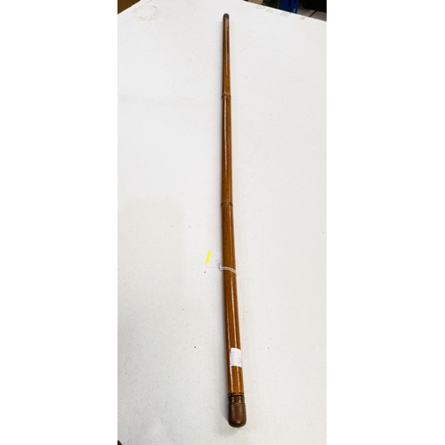 160 - A late 19th Century novelty stick in sections with pen, pencil and ink well, 87cm.