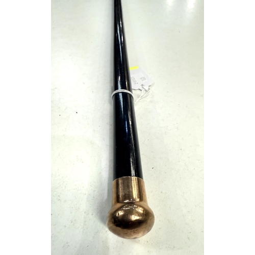 168 - A 19th Century gentleman's ebonised walking cane with 9 carat gold finial, 91cm.