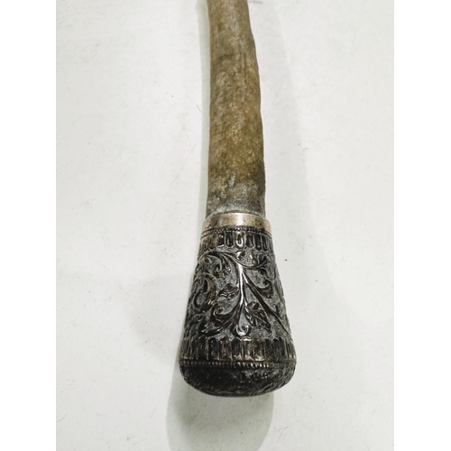 228 - A 19th Century vegetable stick walking cane with Indian silver finial, 75cm.