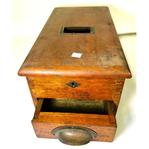 1A - A 19th century walnut and brass band lap writing desk dated 14th September 1866 and a vintage till.