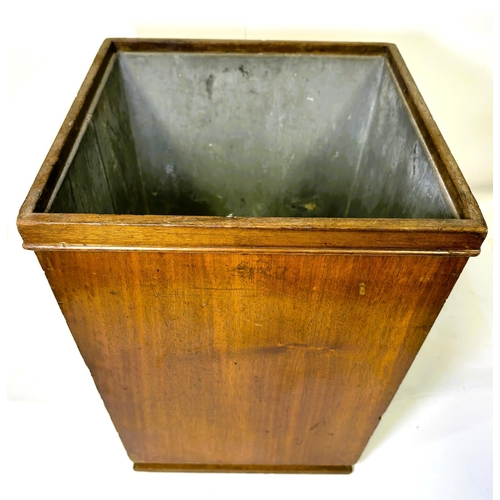 6 - An Arts & Crafts copper bucket of ribbed form, ht. 28cm and an Edwardian wooden paper bin.