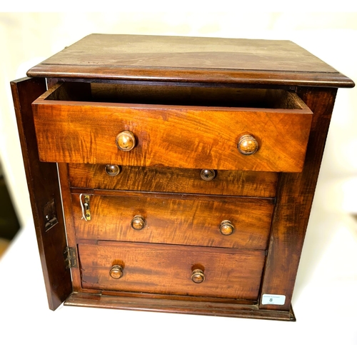 8 - A 19th century mahogany collectors chest of four drawers and locking system. 41 x41cm