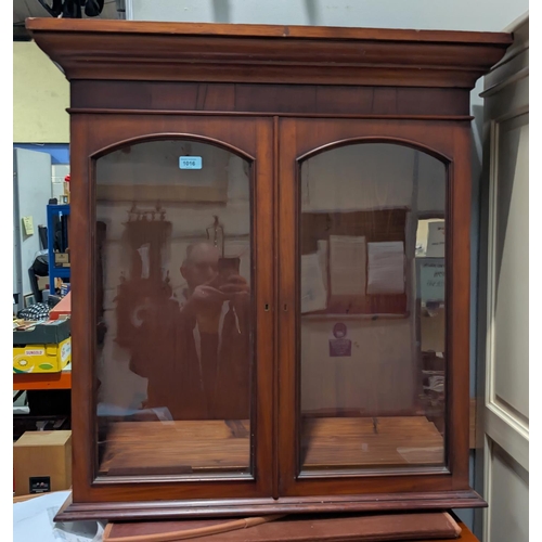 1016 - A Victorian mahogany wall cabinet enclosed by 2 arched glazed doors; a 'Pillar Box' commode and a pa... 