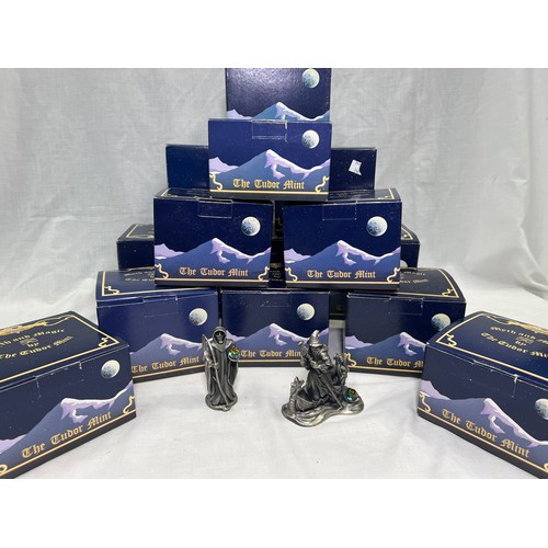 248 - The Tudor Mint, Myth & Magic boxed pewter figures, 14 in total: 3198, 3860, 3867, 3811 etc.