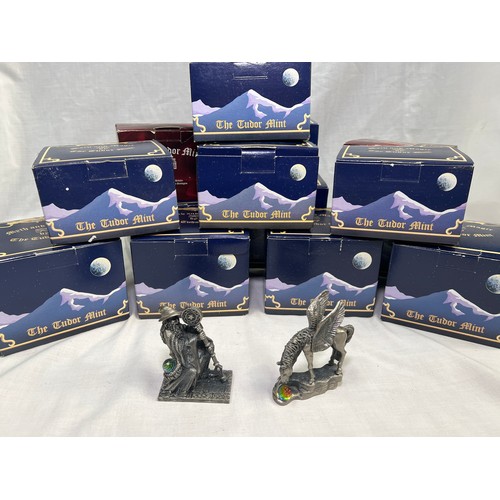 249 - The Tudor Mint, Myth & Magic boxed pewter figures, 14 in total: 3196, 3183, 3161 etc.