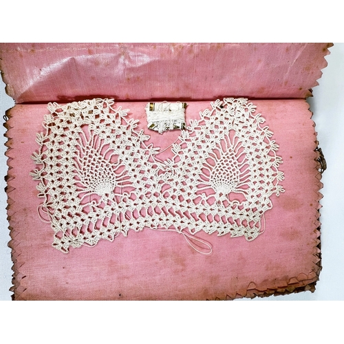 141 - LACE TATTING - a 19th century album with 40+ sample pieces of tatting and a similar album with 30+ e... 