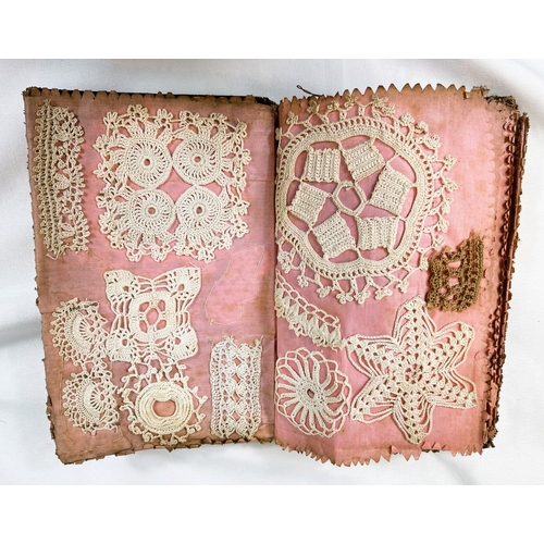 141 - LACE TATTING - a 19th century album with 40+ sample pieces of tatting and a similar album with 30+ e... 
