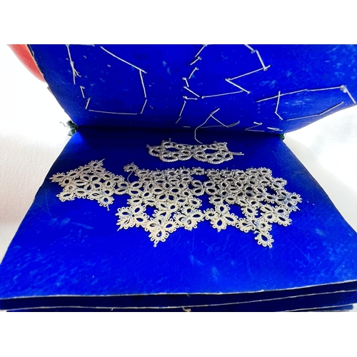 141 - LACE TATTING - a 19th century album with 40+ sample pieces of tatting and a similar album with 30+ e... 