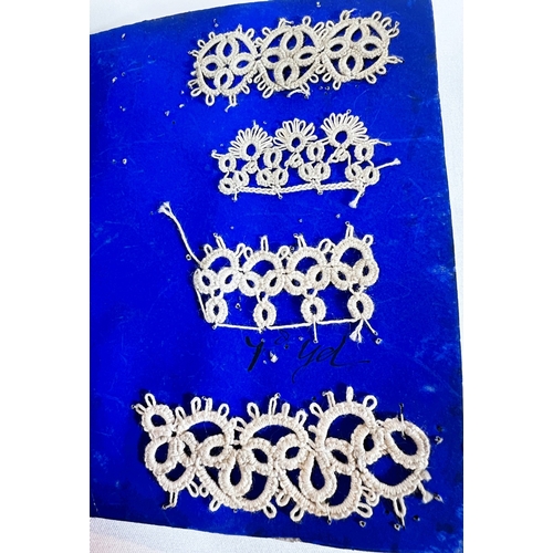 141 - LACE TATTING - a 19th century album with 40+ sample pieces of tatting and a similar album with 30+ e... 