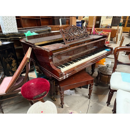 927 - An early 20th century baby grand piano by Gaveau, Paris, iron framed, overstrung, in rosewood case a... 