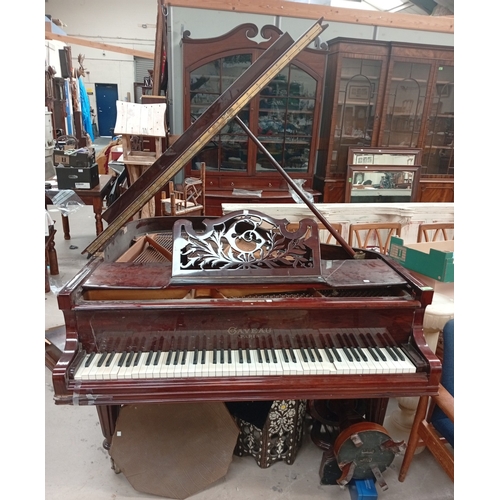 927 - An early 20th century baby grand piano by Gaveau, Paris, iron framed, overstrung, in rosewood case a... 