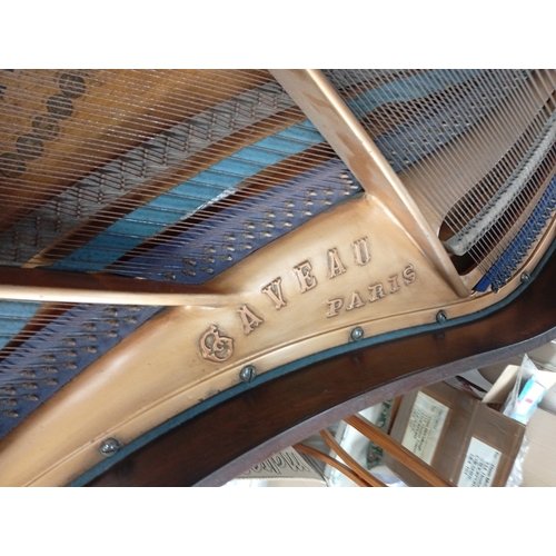 927 - An early 20th century baby grand piano by Gaveau, Paris, iron framed, overstrung, in rosewood case a... 