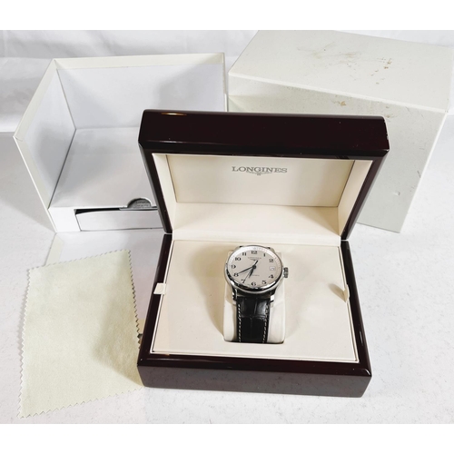 649 - A Longines Master Collection automatic stainless steel cased wristwatch, date on the quarter past, w... 