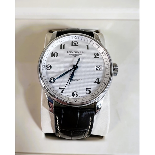 649 - A Longines Master Collection automatic stainless steel cased wristwatch, date on the quarter past, w... 