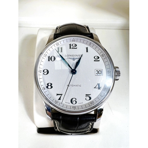 649 - A Longines Master Collection automatic stainless steel cased wristwatch, date on the quarter past, w... 