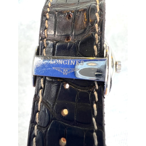 649 - A Longines Master Collection automatic stainless steel cased wristwatch, date on the quarter past, w... 