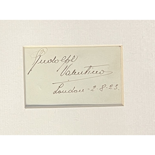 199 - Valentino, Rudolph: (1895-1926), Itialian Silent Film actor signature dated 2.8.23, in pen framed wi... 