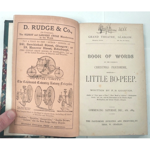 233 - GLASGOW PANTOMIMES 1884-1889, 6 programmes/playscripts, bound as one with wrapper and adverts preser... 