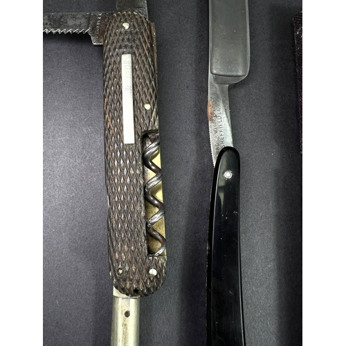 265 - A Lorb Patent Fisherman's pocket knife, including scales etc and a straight razor