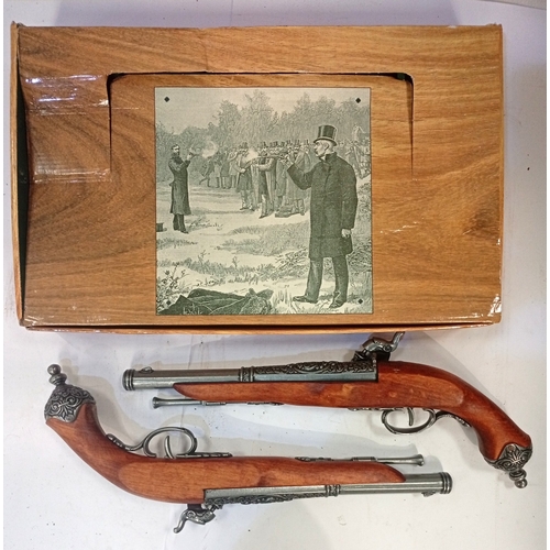 272 - Pair of flintlock duelling pirate pistols made by Denix
