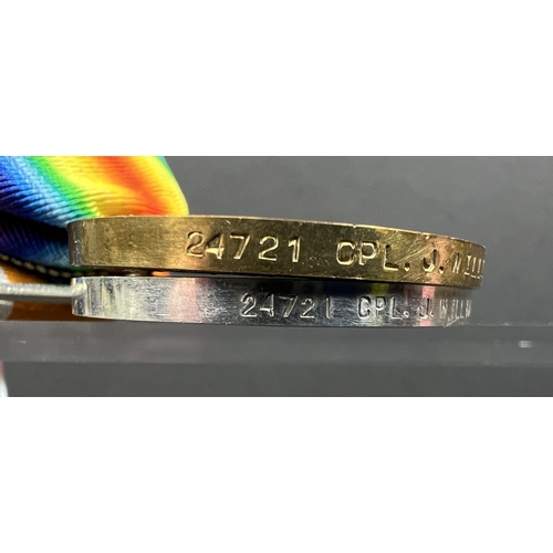 288A - WWI Pair of Victory and War medals awarded to 24721 CPL J. Williams R. Lanc R
