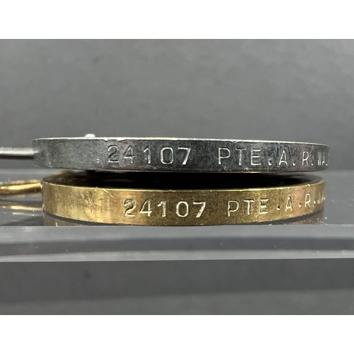 288B - WWI Pair of Victory and War medal awarded to PTE A. R. Walker R. Lanc R