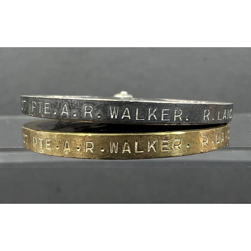 288B - WWI Pair of Victory and War medal awarded to PTE A. R. Walker R. Lanc R