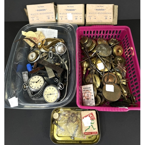 611 - A selection of mantle clock pendulums and watch parts