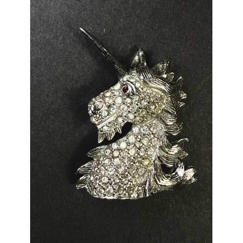 616 - Vintage Christian Dior, designed by Mitchel Maer, circa 1950's - a unicorn brooch set with cut cryst... 