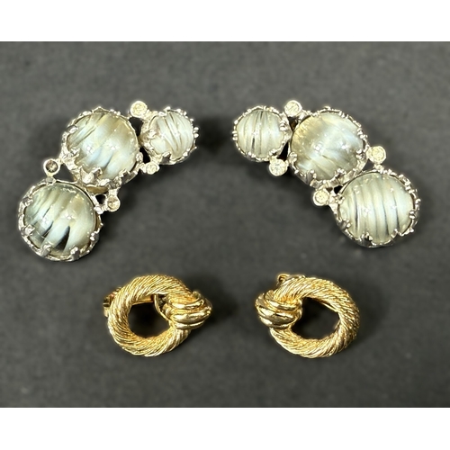 618 - Vintage Christian Dior, designed by Mitchel Maer, circa 1950's - a pair of clip earrings set with th... 