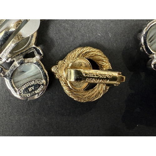 618 - Vintage Christian Dior, designed by Mitchel Maer, circa 1950's - a pair of clip earrings set with th... 