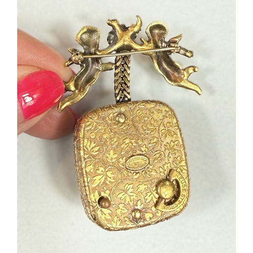619 - Vintage Christian Dior, designed by Mitchel Maer, circa 1950's - a gold-plated musical brooch, 2 che... 