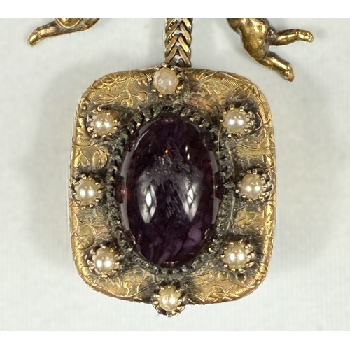 619 - Vintage Christian Dior, designed by Mitchel Maer, circa 1950's - a gold-plated musical brooch, 2 che... 