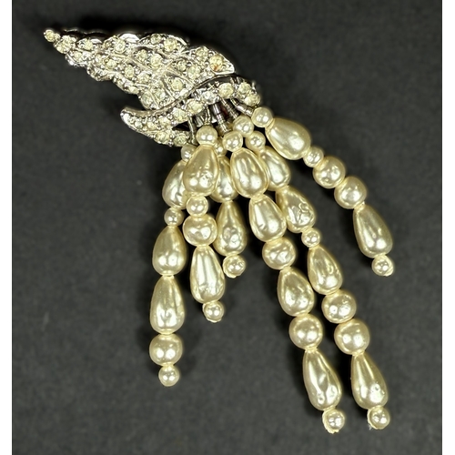 621 - Vintage Christian Dior, designed by Mitchel Maer, circa 1950's - a brooch in the form of a diamanté ... 