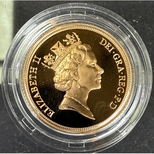629 - A 1993 GB proof sovereign, cased with c.o.a.