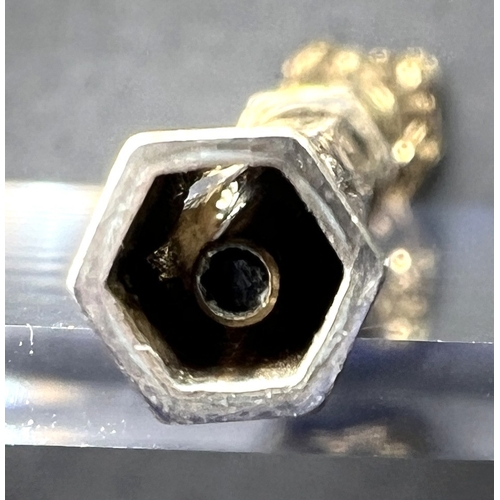 631 - A yellow metal chased and engraved propelling pencil with seal top, stamped 