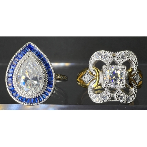 636 - A modern dress ring in the Art Deco style set with central moissanite stone 0.5ct on shank stamped 9... 