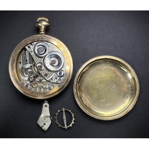 638 - A Gents large Railroad pocket watch with Highgrade Elgin Veritas 23 Jewel movement in gold plated ca... 