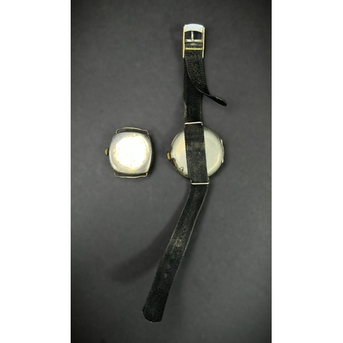 639 - An unusual Military officers early 20th century 8-day wristwatch and another similar watch
